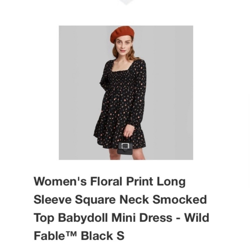 Wild Fable floral shirred square neck dress